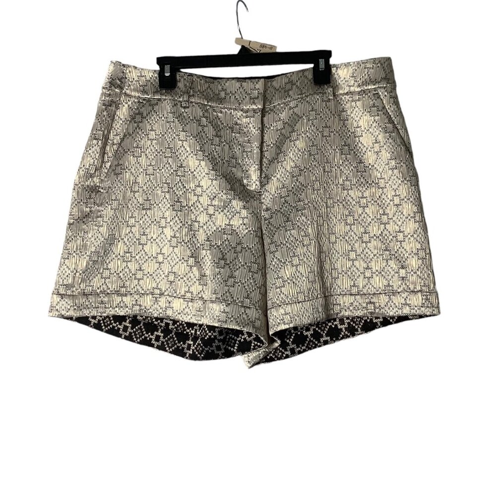 Lane Bryant Gold Metallic Jacquard Shorts Women Size 20 Dressy Chic